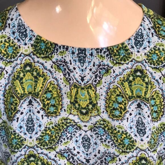 joe fresh shades of blue/lime lightweight sweater - Picture 2 of 5